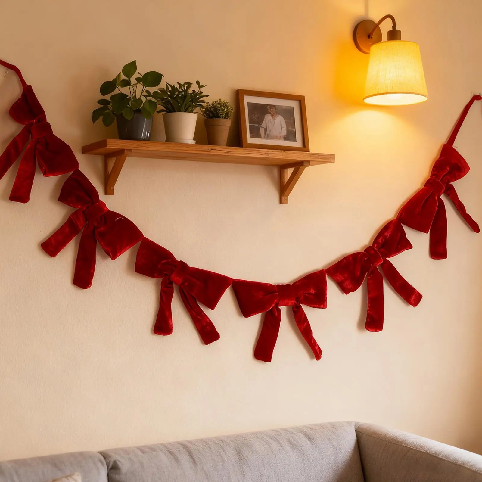 

Красные рождественские банты, бархатный орнамент, праздничные украшения, рождественский бархатный бант, гирлянда для дверей, прихожей, стены, мантия, лестница