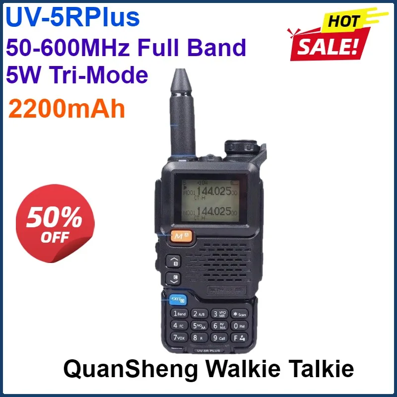 2200mAh QuanSheng UV-5RPlus Walkie Talkie Portable Am Fm Two Way Radio Commutator VHF Station K5 Receiver Ham Set Long Range