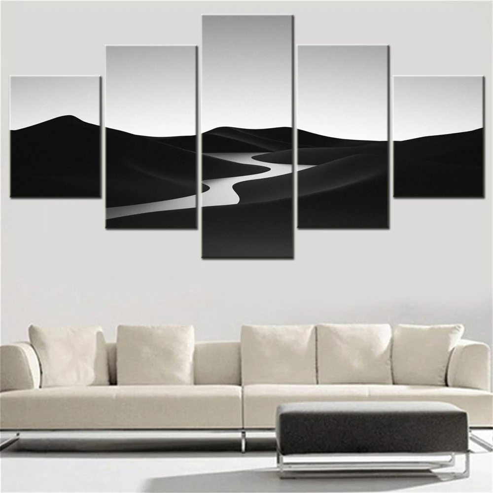 

5 Pieces Canvas Wall Arts Poster Painting Nature Black and White Landscape Wallpaper Home Decor Picture Printing Interior Arts
