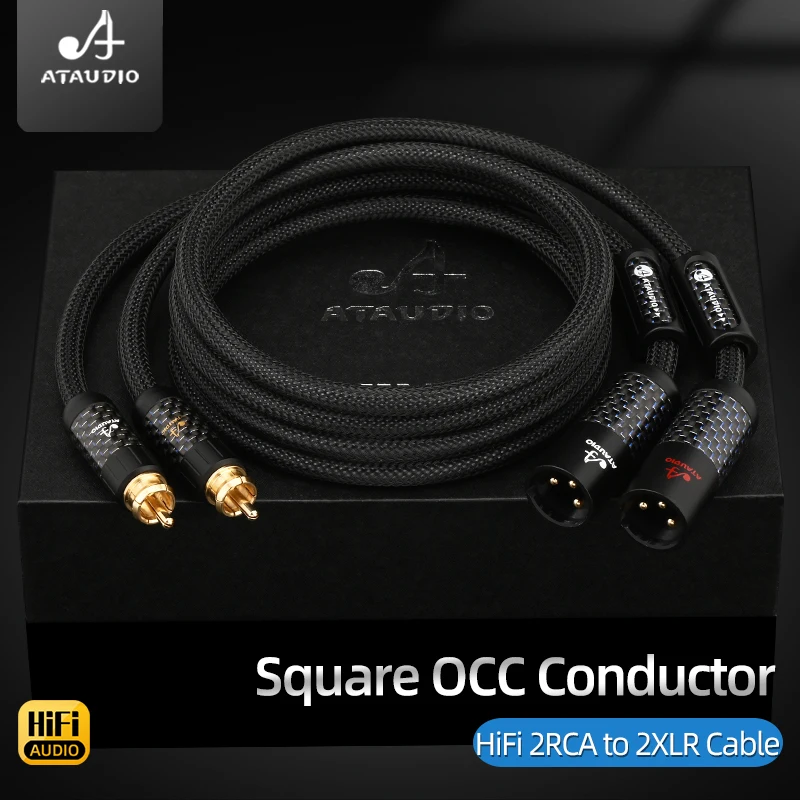 ATAUDIO HiFi RCA to XLR Audio Cable High Quality Square OCC Wire 2RCA to2XLR Male and Female Audiophile Cable for Microphone CD