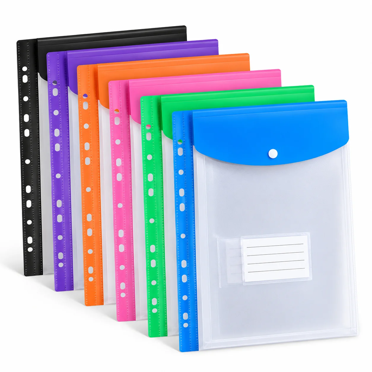 6 Colors A4 Sheet Protectors, 11 Hole Punched Plastic Page Protectors for Binders, Clear Paper Sleeves for Document Filing view 5