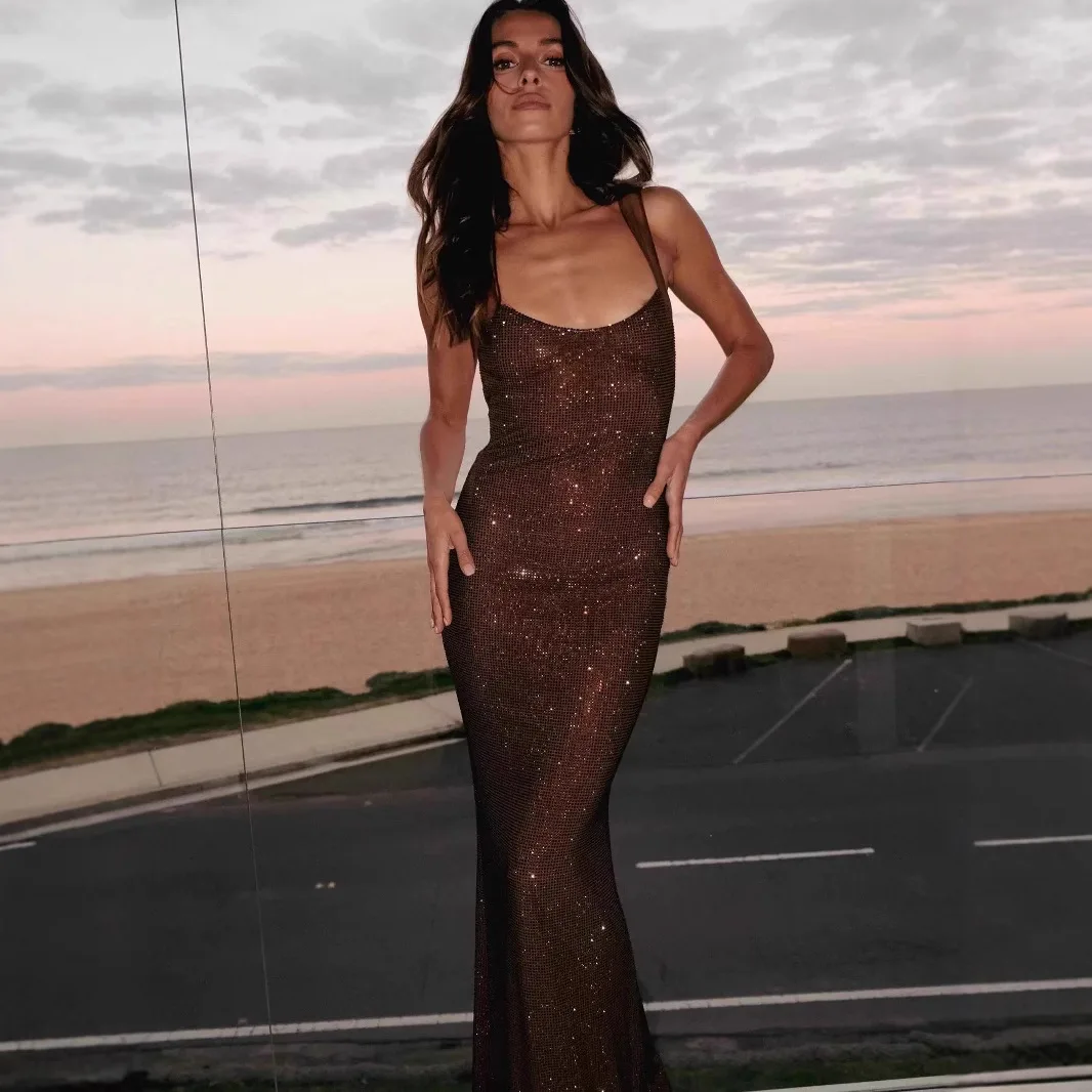 Inig paillettes soirée Dr Low Ne moulante jupe longue robe à bretelles Ele Sensation robe de soirée Dr femme