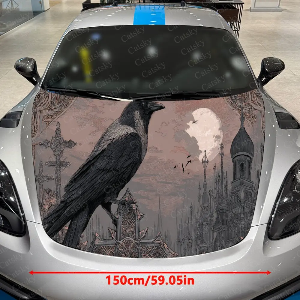Dark Castle Raven Car hood stickers, decorative pattern car stickers, car self-adhesive scratch resistant stickers Auto Accessor