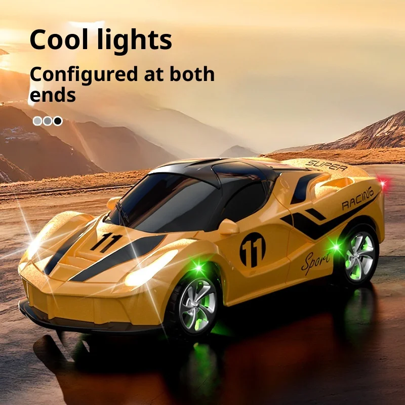 Coche en miniatura con control remoto a escala 1:64, diseño de deriva de luz fría con carcasa de aleación, vehículo de juguete de simulación para niños