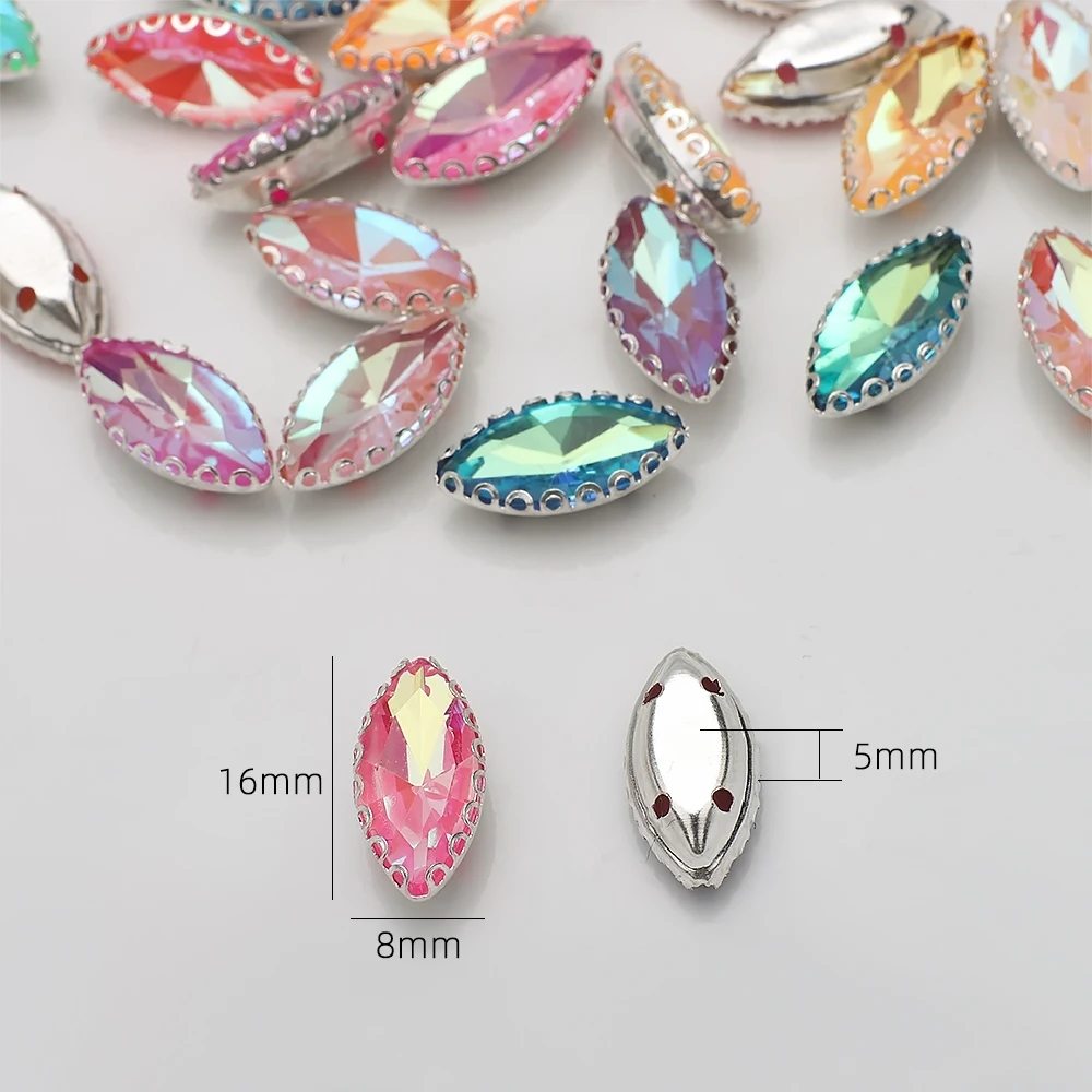 8X16MM 20Pcs Horse Eye Water Diamond Colored Handsewn Diamond DIY Clothing Headwear Wedding Shoes and Hat Jewelry Accessories