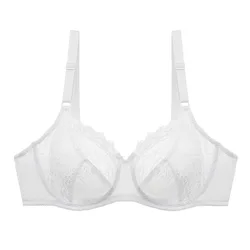 C D E Big Women Bra Bralette Ultrathin Pure Cotton Brassiere Hollow Out Underwear Sexy Lace Plus Size