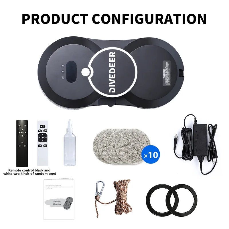 DIVEDEER Intelligent Water Spray Window Cleaning Robot Brushless Motor Glass Cleaner Spray Type Window Cleaning Robot