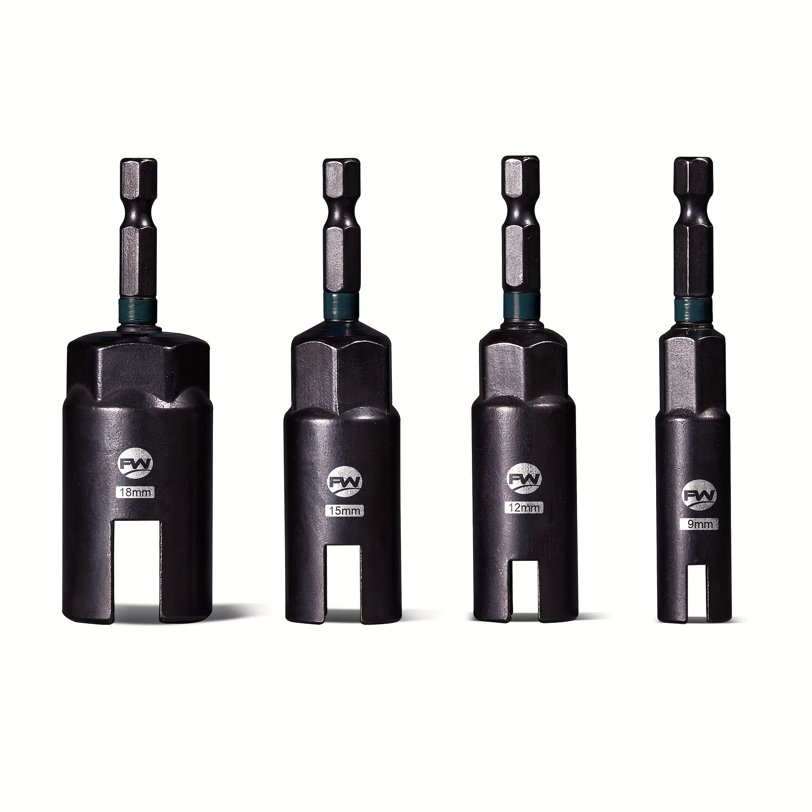 4-delige vleugelmoer driver boor, 1/4" zeskantschacht vleugelmoer driver set 9mm 12mm 15mm 18mm voor haakbout installatie, draaidraad