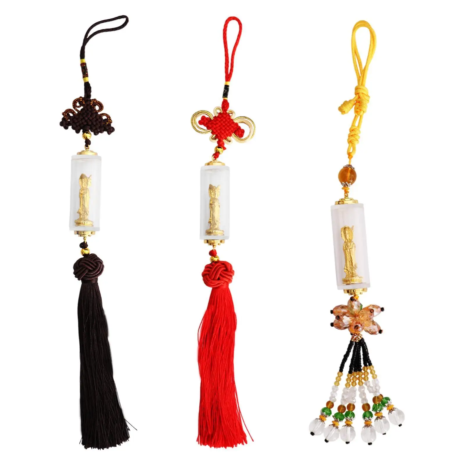 Car Rearview Mirror Pendant Car Dangling Dangle Sculpture Buddha Guanyin Statue Hanging Ornament for Window Women Men Door