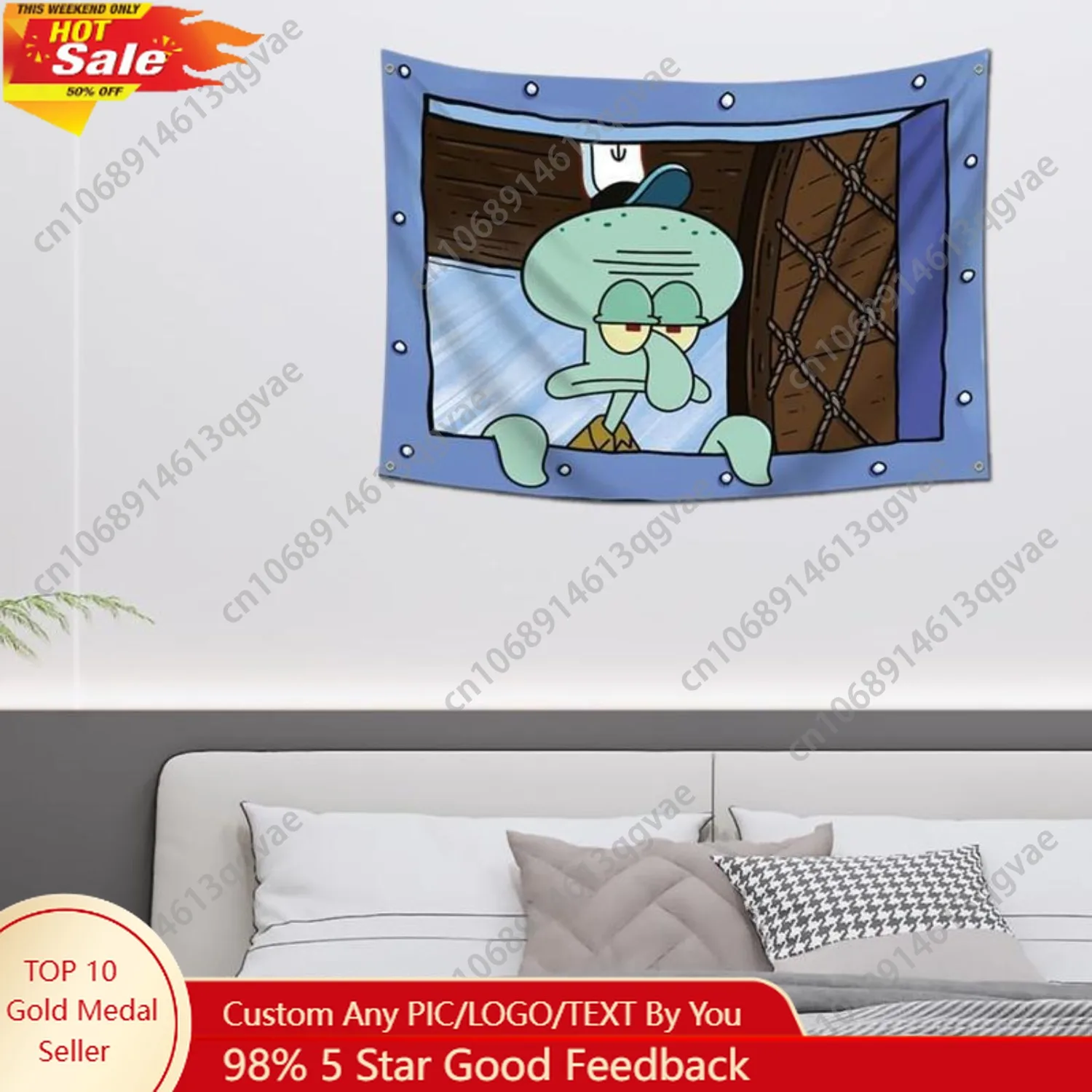

Loveon Funny Cartoon Tapestry Wall Hanging Window Design for Bedroom College Dorm Room Flag Man Cave Frat Wall Custom Decoration