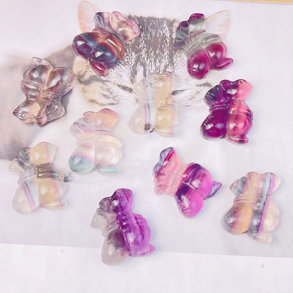 1 Stück natürlicher Kristall-Regenbogen-Fluorit, niedliche Mini-Maus-Skulptur für Sammlung oder DIY-Schmuck, niedlicher Kristall, perfektes Geschenk, ideal