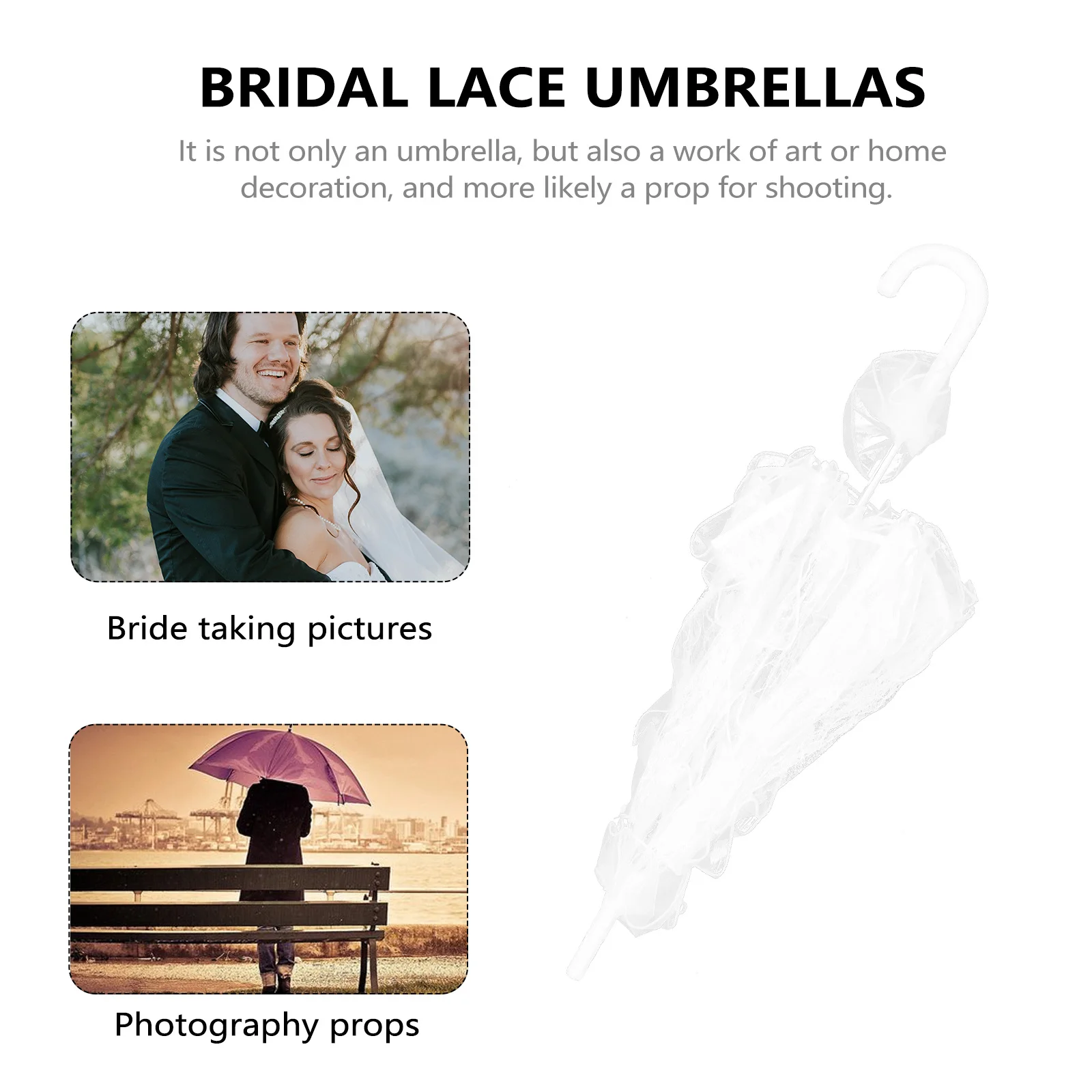 1 Buah Payung Renda Pengantin Bingkai Paduan Aluminium Nyaman Digenggam Properti Fotografi Pernikahan Pertunjukan Panggung Dekoratif