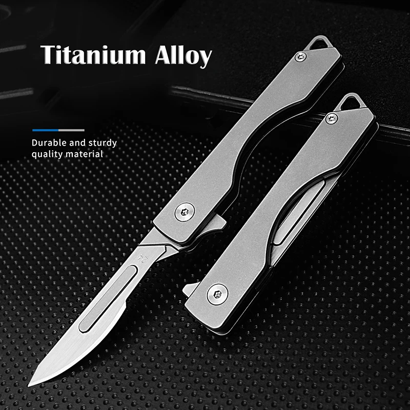 빠른 오픈 티타늄 합금 접는 칼 미니 실용 메스 휴대용 다기능 컷 과일 자기 방어 EDC 도구 ﻿