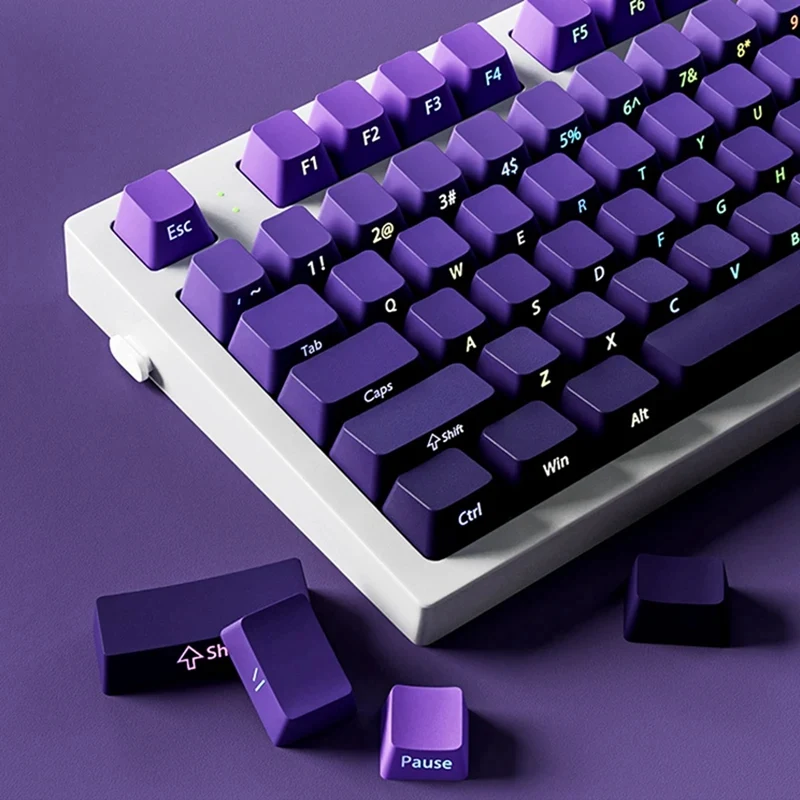 Gradient Purple Double Shot PBT Keycap Backlit Keycap 130 Key Full Keycaps Set For Mechanical Keyboard