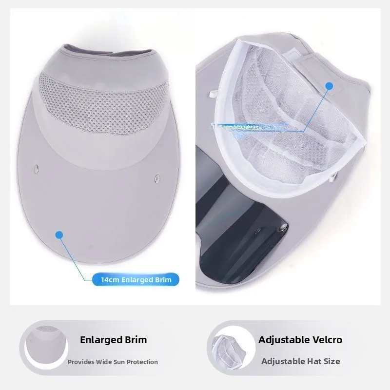 قبعة شمسية صيفية للنساء للاستخدام الخارجي بحافة عريضة للحماية من الأشعة فوق البنفسجية، قبعة فارغة من الأعلى لركوب الدراجات مع... #3