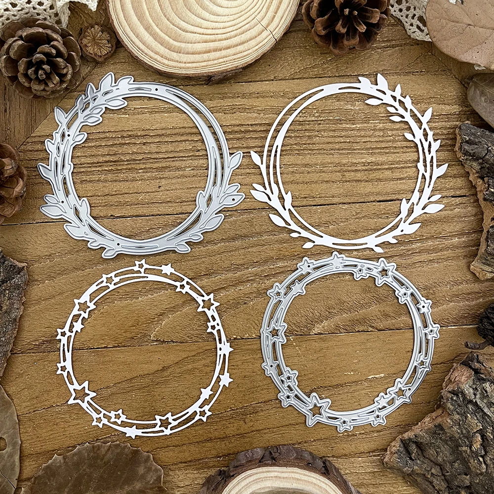 Lovely Leaves Stars Wreath Round Frames Metal Cutting Dies Stencils for DIY Scrapbooking Decorative Embossing DIY Paper Cards