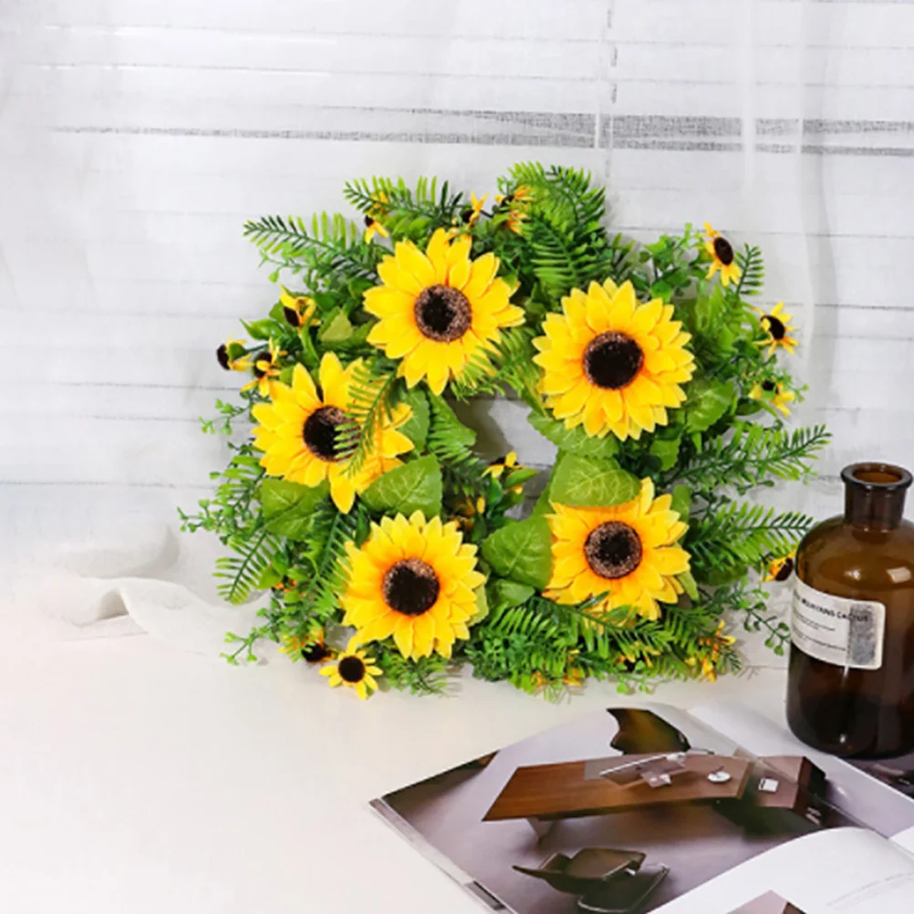 

Simulated Sunflower Wreath Artificial Swag Flowers for Home Décor Small Wreaths Plastic Decor Bride Door