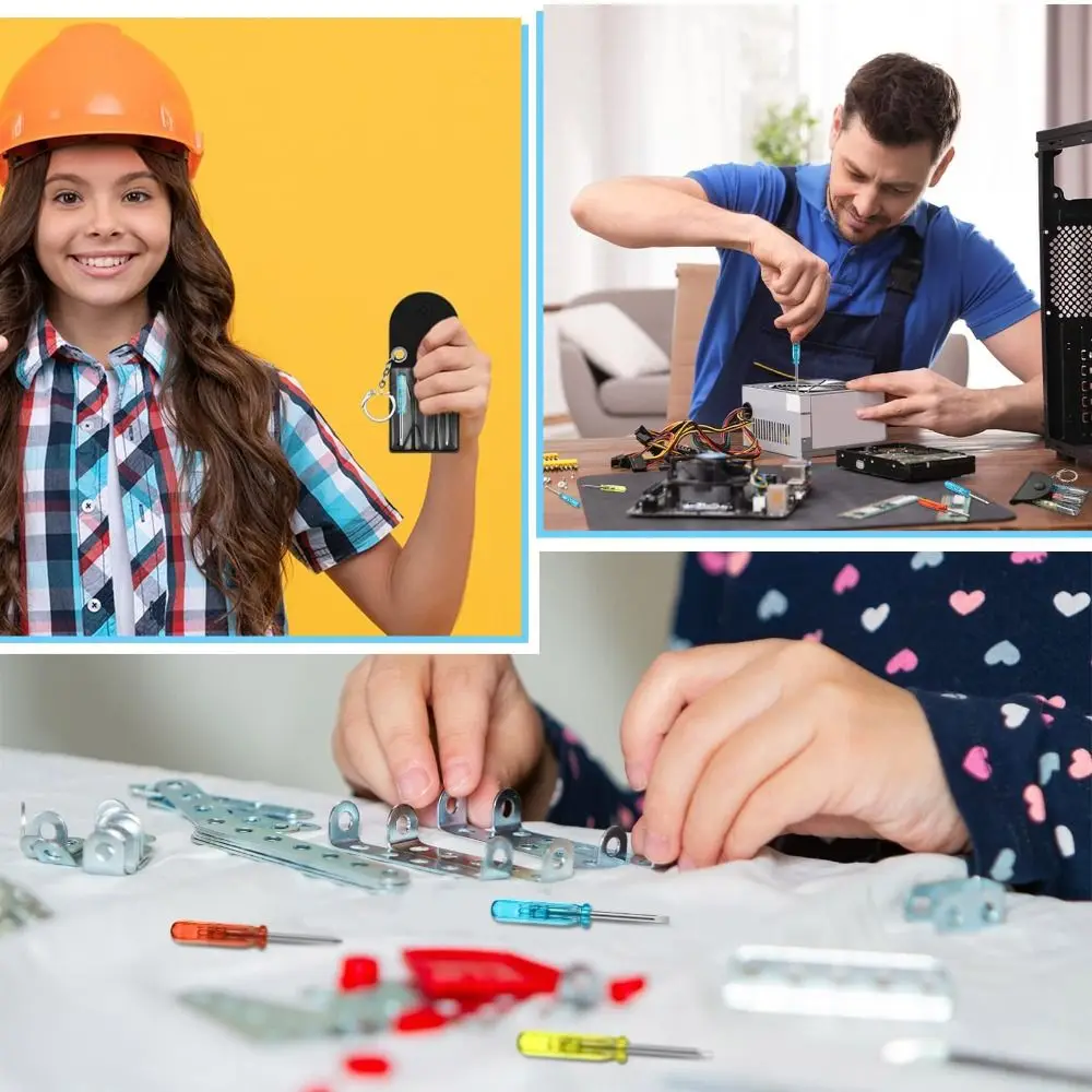 

Phillips Bits Mini Screwdriver Set Y-type Bits Leather Keychain Multifunctional Screwdriver Set Hanging Buckle Flat Bits