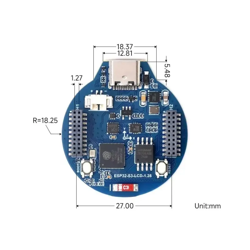 ESP32-S3 LCD development board 1.28 inch IPS round GC9A01 display driver support WiFi/Bluetooth view 6