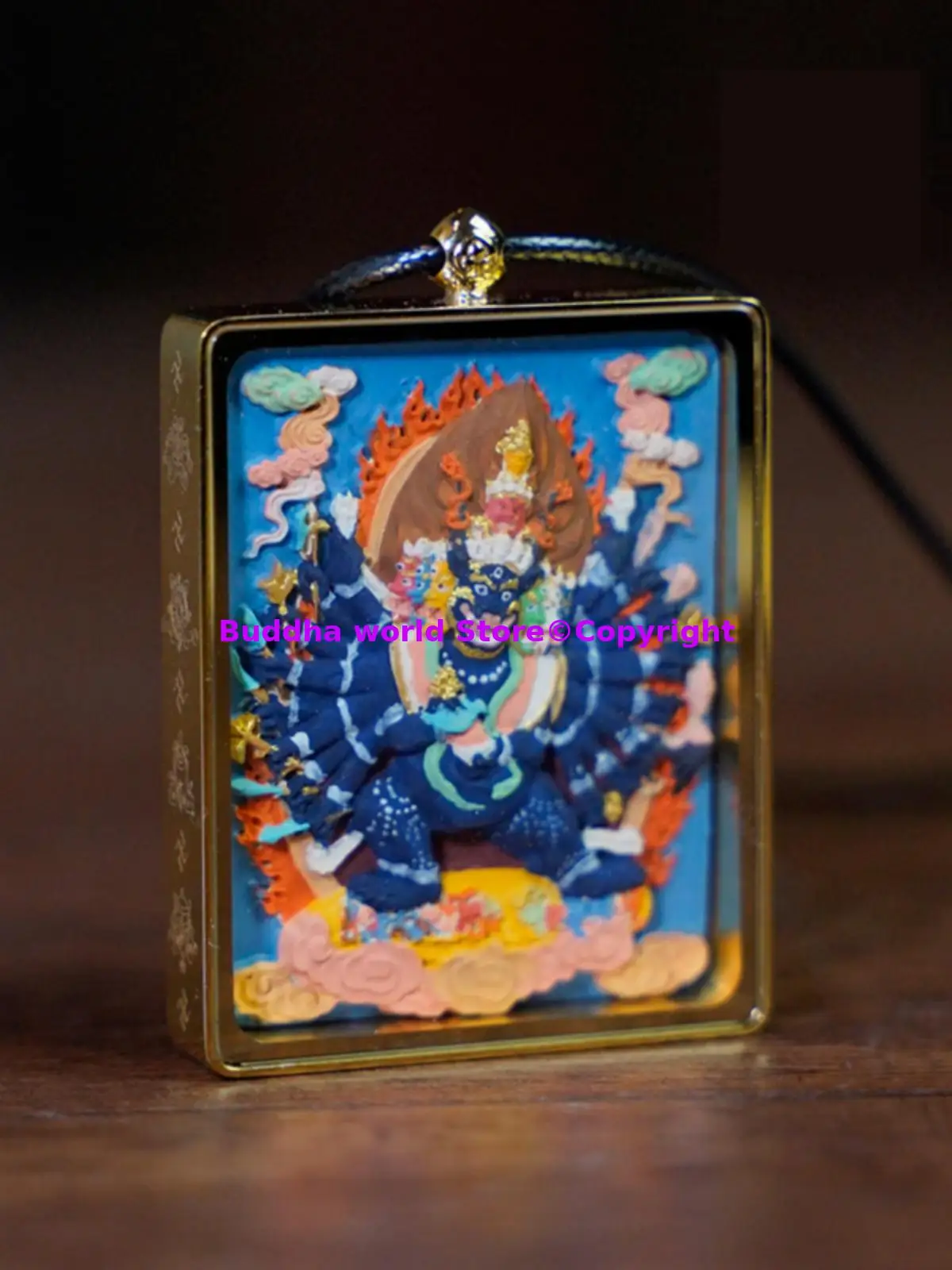 high grade Thangka talisman master Tangka amulet Exorcism Yamantaka Handmade wood carved color painted the Buddha figure