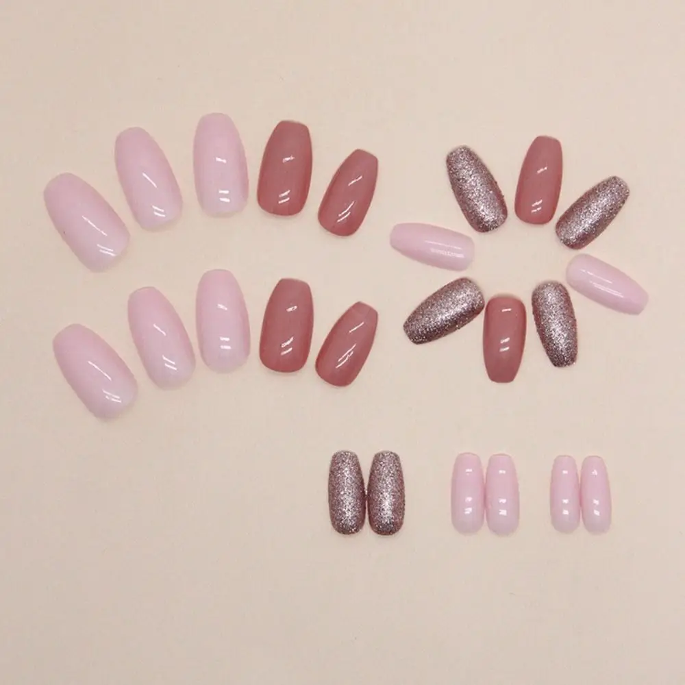 Fashion Long Ballerina False Nails Sweet French Fake Nails Full Cover Detachable Nail Tips DIY