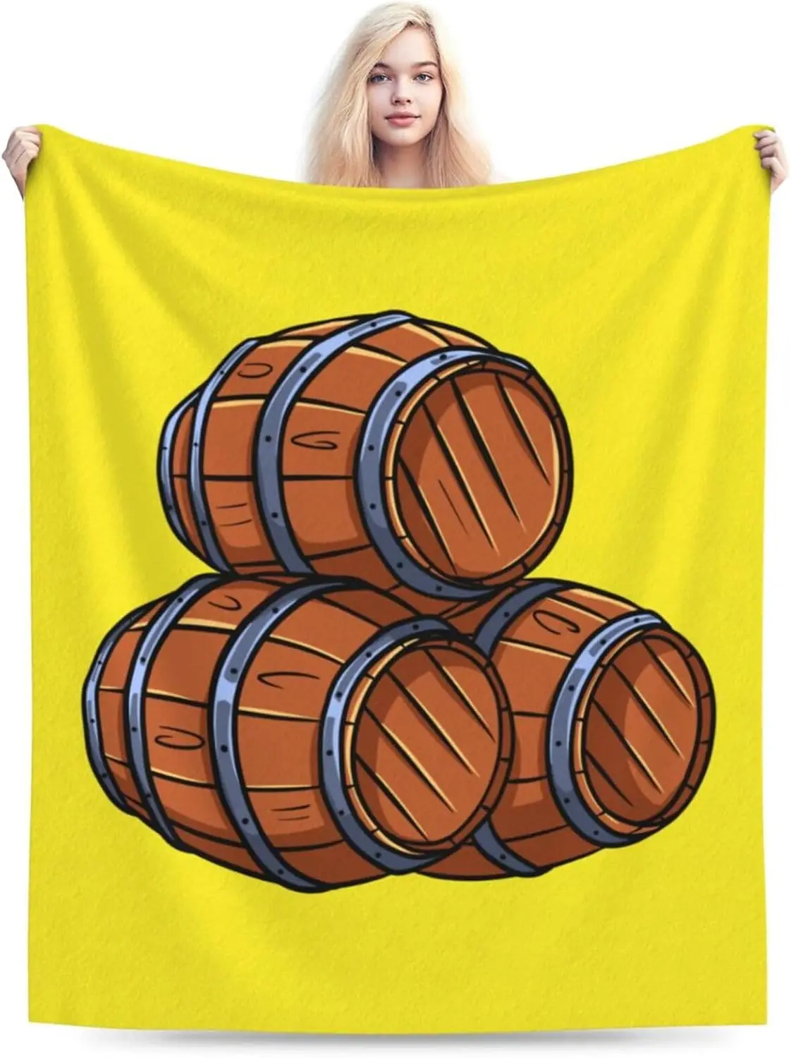 Barrel Aged Wine Or Beer pattern Flannel Blanket Soft Cozy Lightweight Blanket Fuzzy Couch Bed Couch Car Children Adult Travel