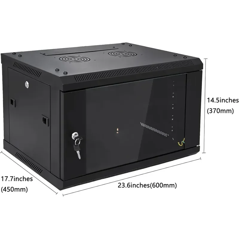 6U Wall Mount Server Cabinet Network Rack Enclosure Locking Glass Door