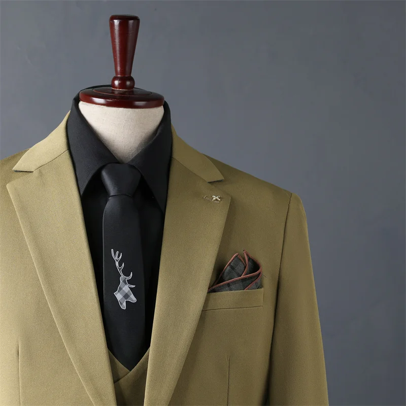 Men's 3 Piece Outfit Suit Stretch Wrinkle Resistant Fabric Classic Tailoring Male Suit Set For Formal Business Reception