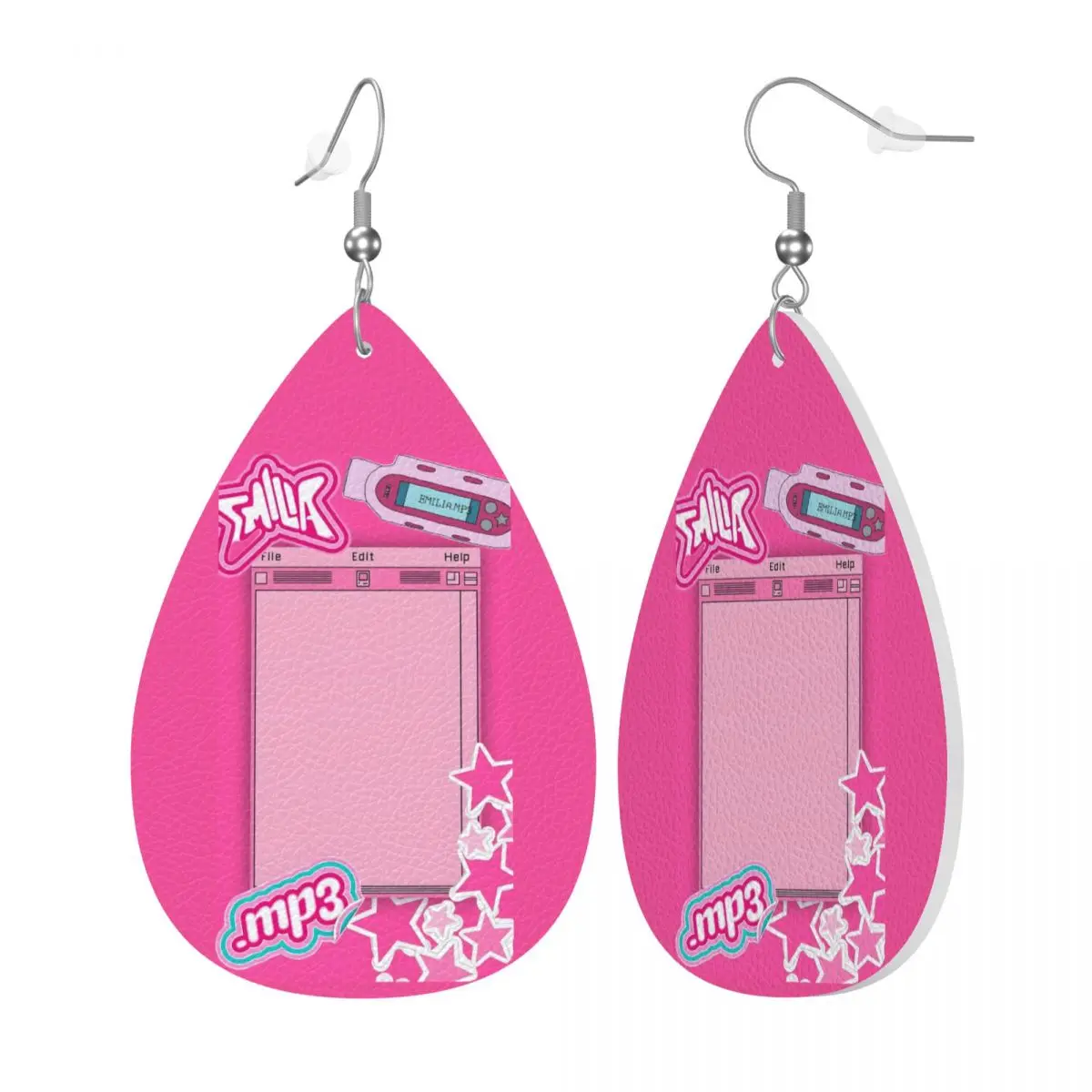Custom E-Emilia Mernes Leather Earrings for Women Mp3 Singer Poster Teardrop Dangle Earrings Jewelry Accessories