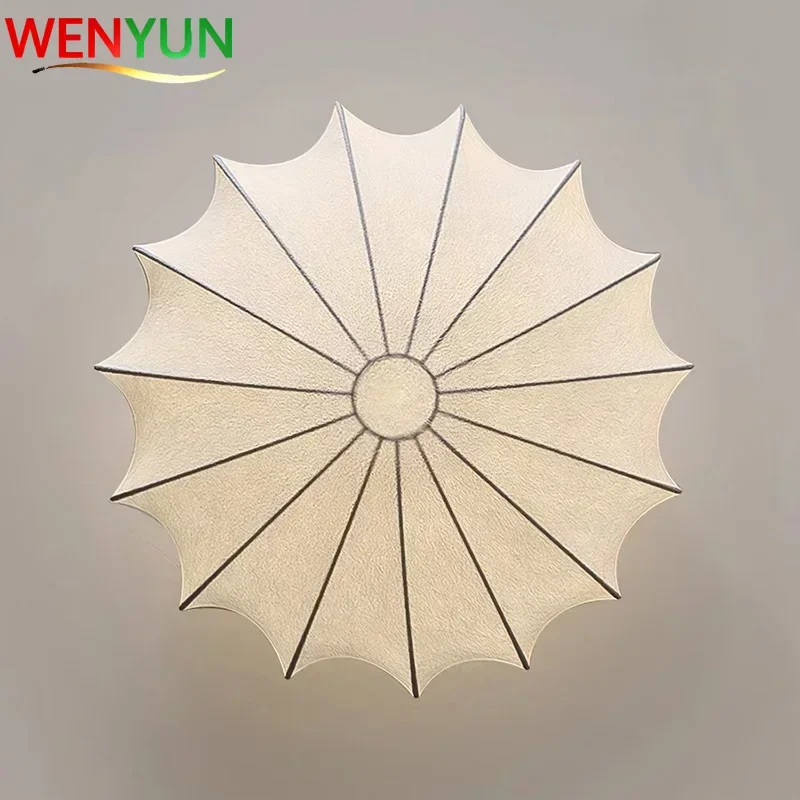 Wabi-sabi Japanese Silk Ceiling Lamp for Creative Bedroom Lighting Chinese-style Living Room and Study Lighting Fixtures