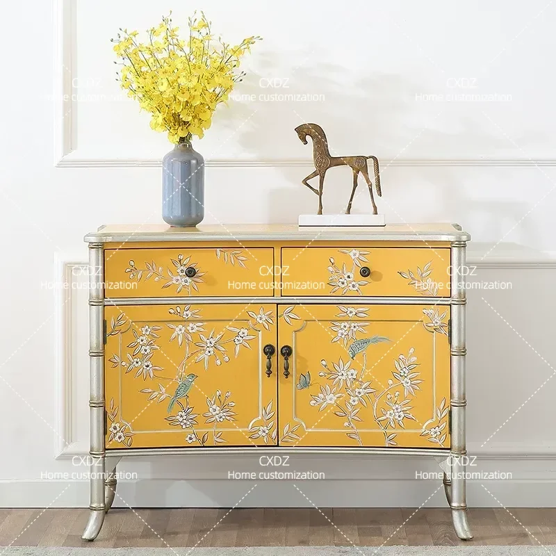 Light Luxury Foyer Porch Cabinet Living Room Corridor Decorative Storage Cabinet Neoclassical Dining Sideboard