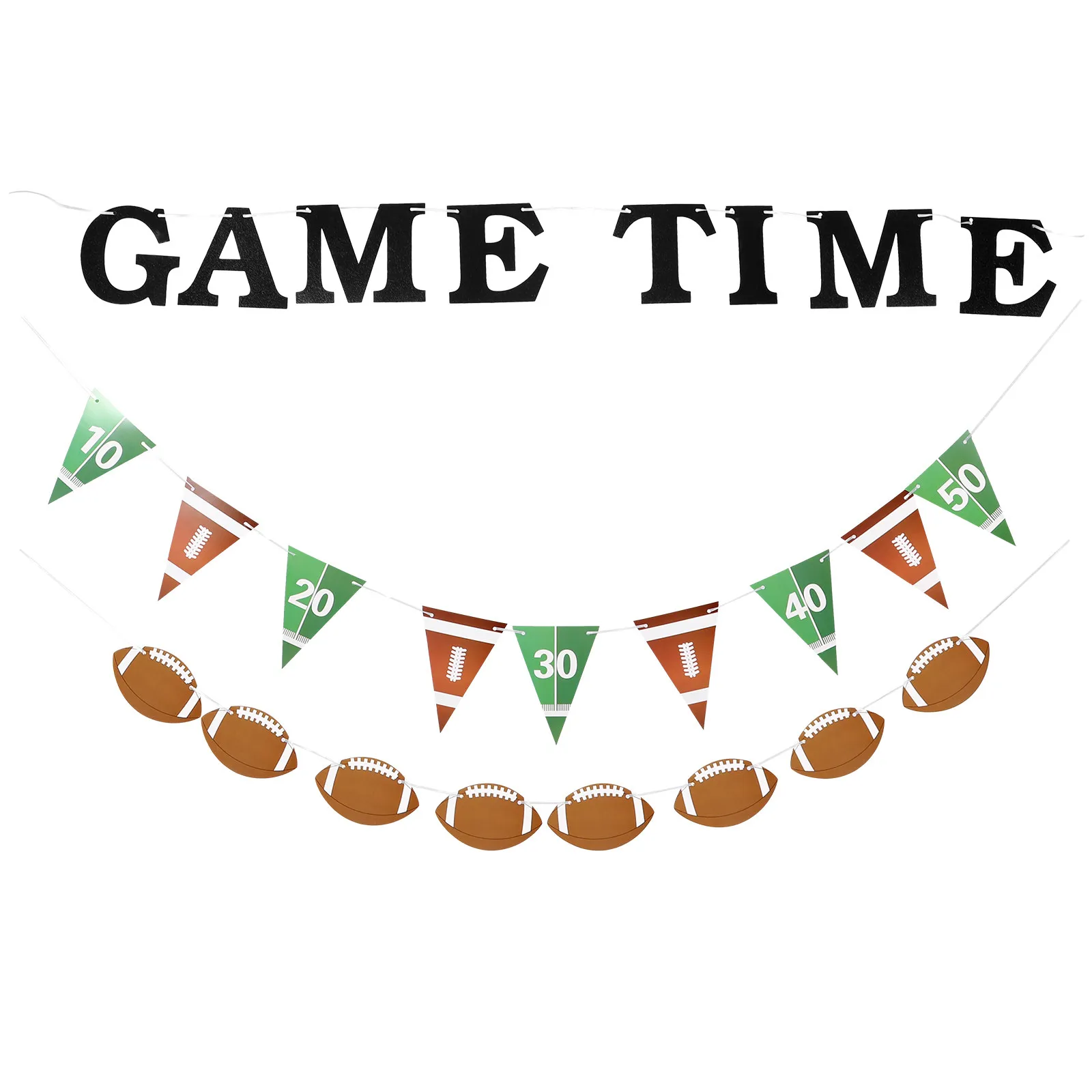 3Sets American Football Party Decorations Hanging Banner Wall Flags Birthday Sports Theme Garland for Football Fans