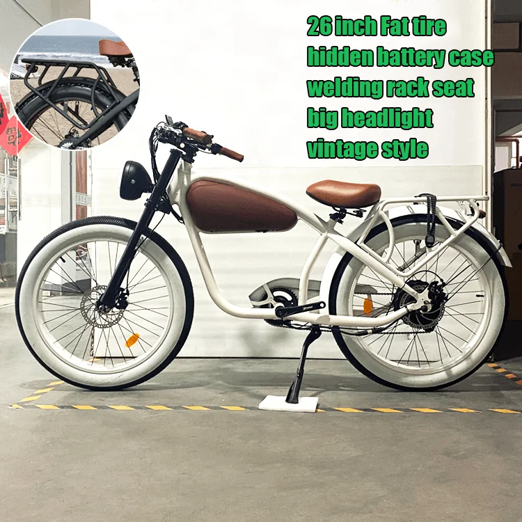 Beach Fat Tire Electric Bike 26 Inch Fat Tire Chopper Ebike Pedal Alloy Frame Vintage Cruiser Ebike image 8