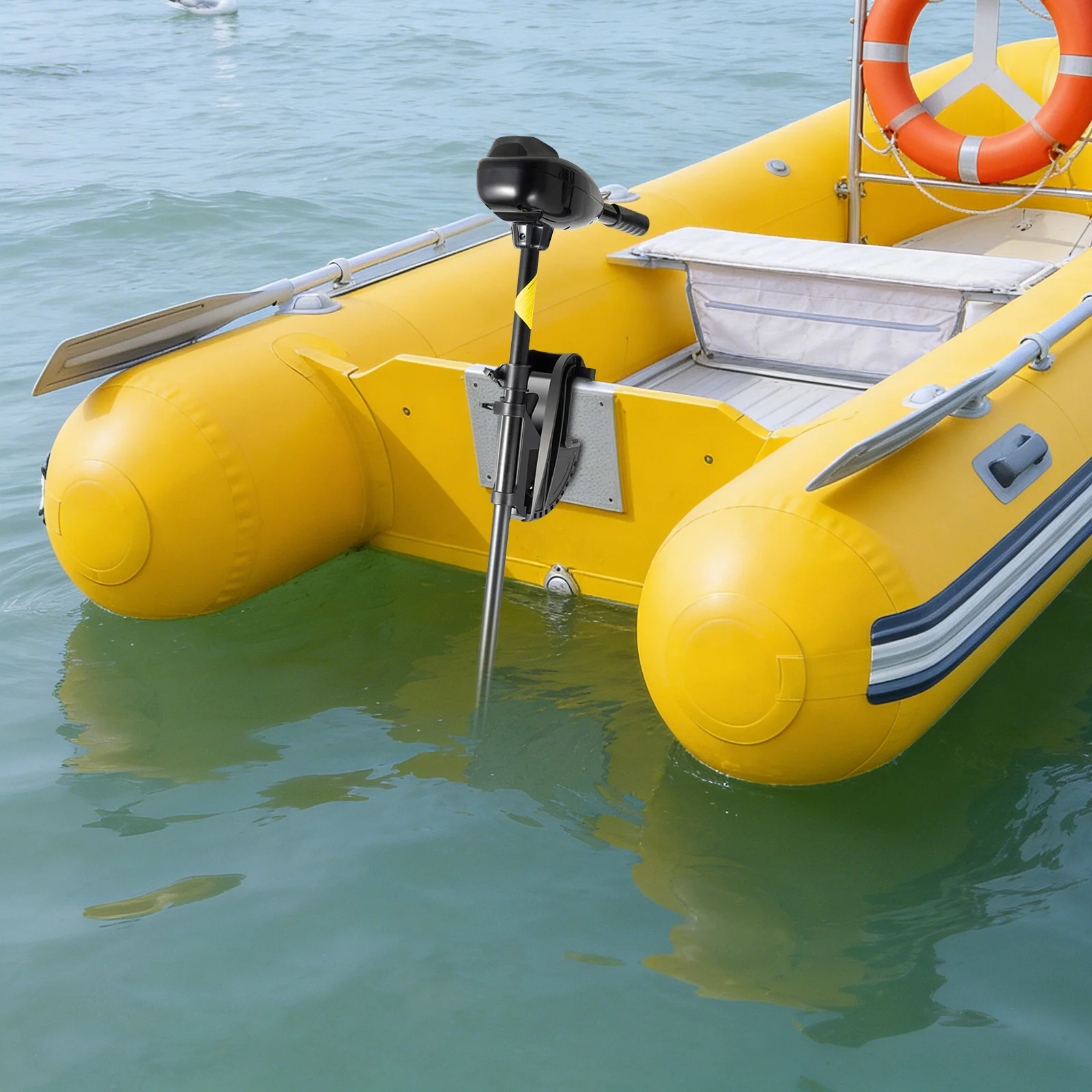 1,2 PS Elektrischer Außenbordmotor, 800W Geräuscharmer Motor mit 5 Vorwärts- und 3 Rückwärtsgängen, Verstellbarer Griff für Kajak und Boot