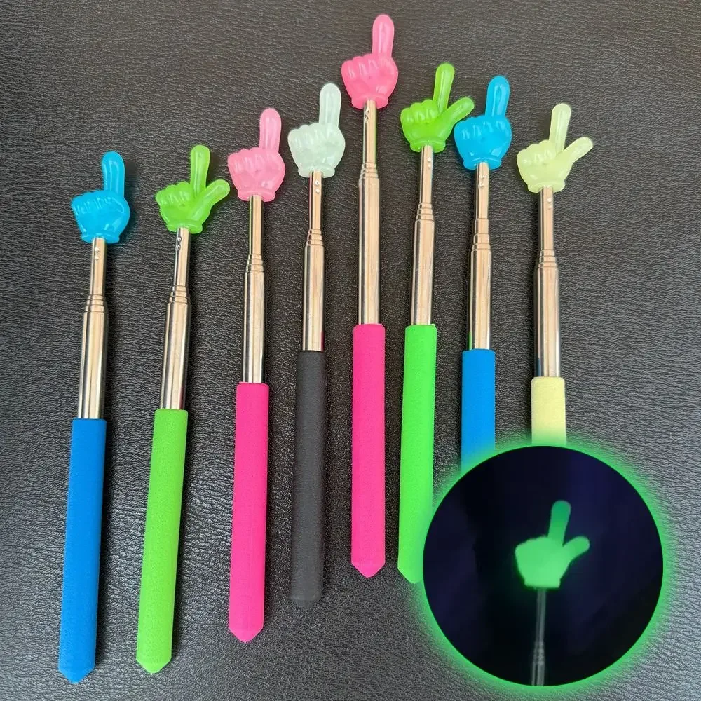 Stainless Steel Teaching Pointer Telescopic Rod Luminous Finger Reading Sticks Finger Design Teaching Stick Teachers