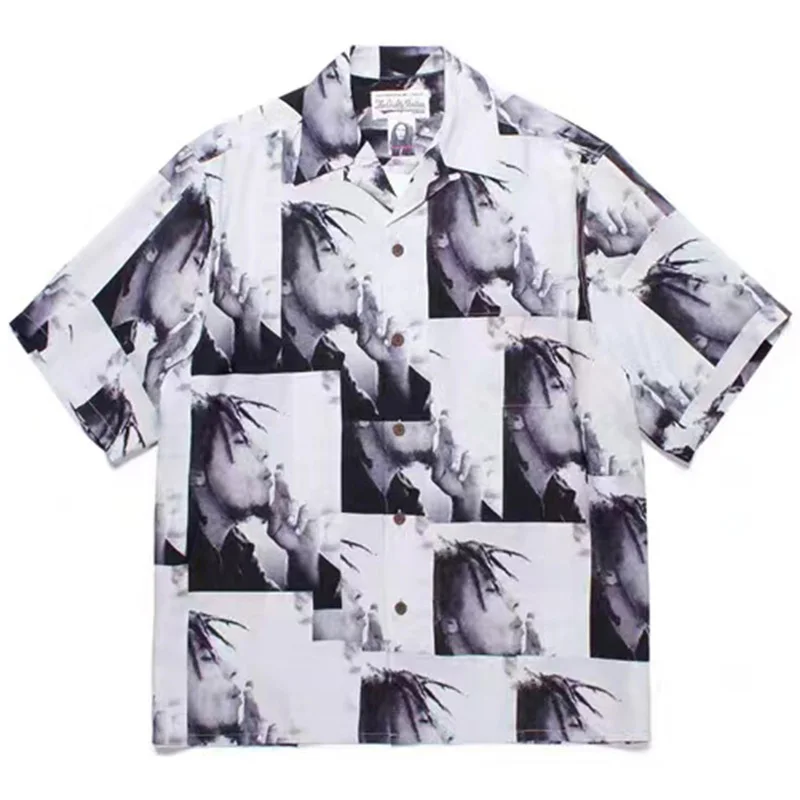 Chaopai New Portrait Print Hawaii Short Sleeve Shirt Men Woman 1:1 Best Quality Street Clothing Summer Top Tees