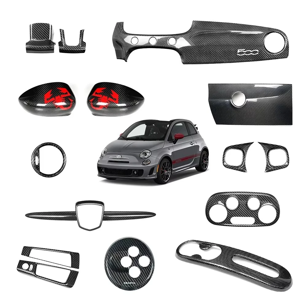 500 Abarth 595 695 2016 + Carbon Fiber Dry Full Set of Automotive Interior Accessories Trim Parts (for Fiat Retrofits) OEM