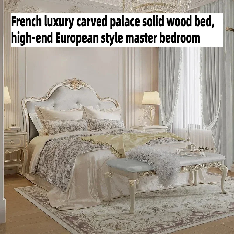 180x200cm Wooden Wedding Double Bed King Size Queen 2 People Bed Luxury Headboard Frame Full Queen Wooden Cama Bedroom Furniture