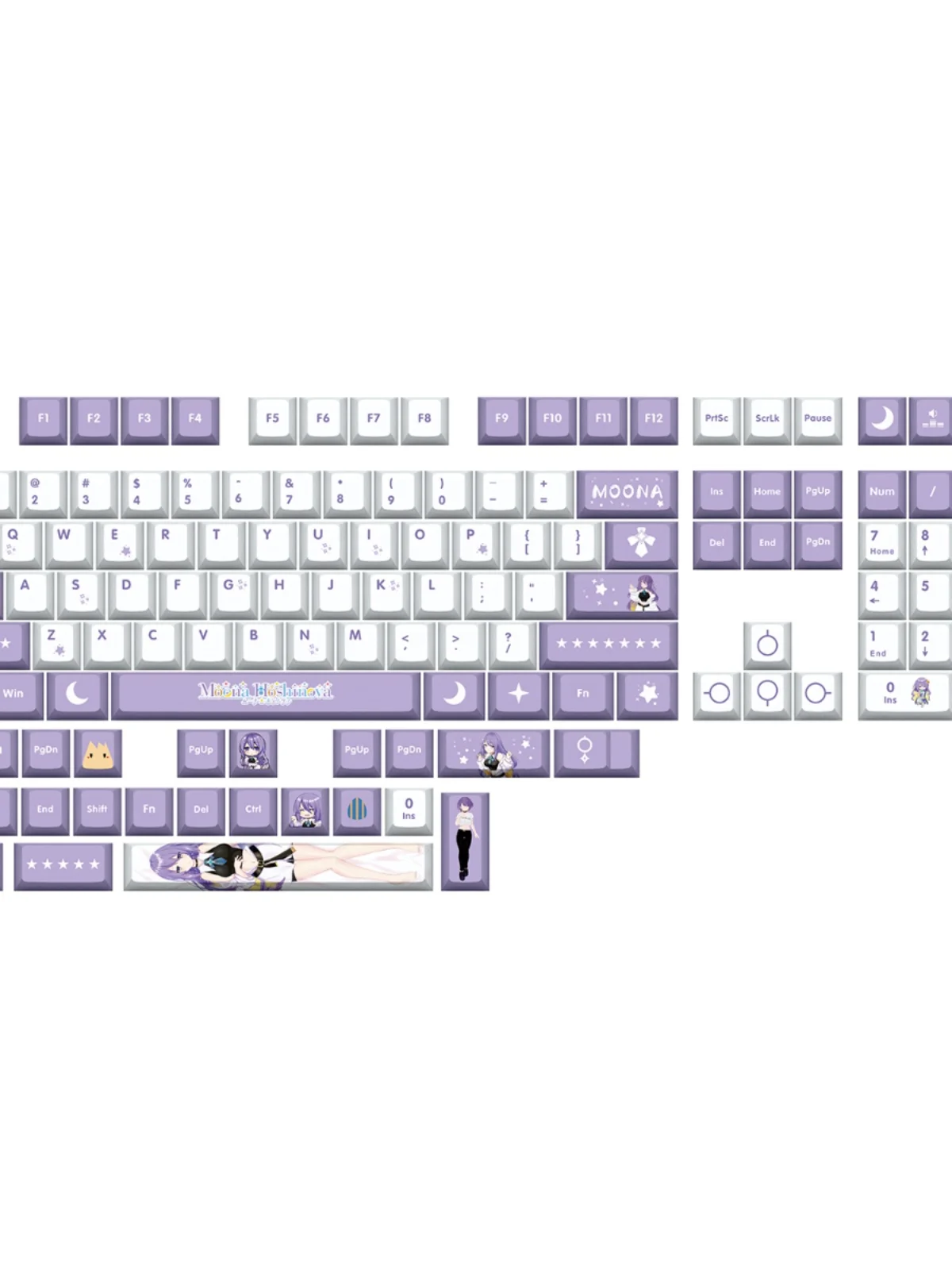 Imagem -05 - Hololive Vtuber Moona Hoshinova Keycaps Pbt Cherry Altura para Interruptor mx Jogo Mecânico Faça Você Mesmo Presente Personalizado 132 Chaves por Conjunto