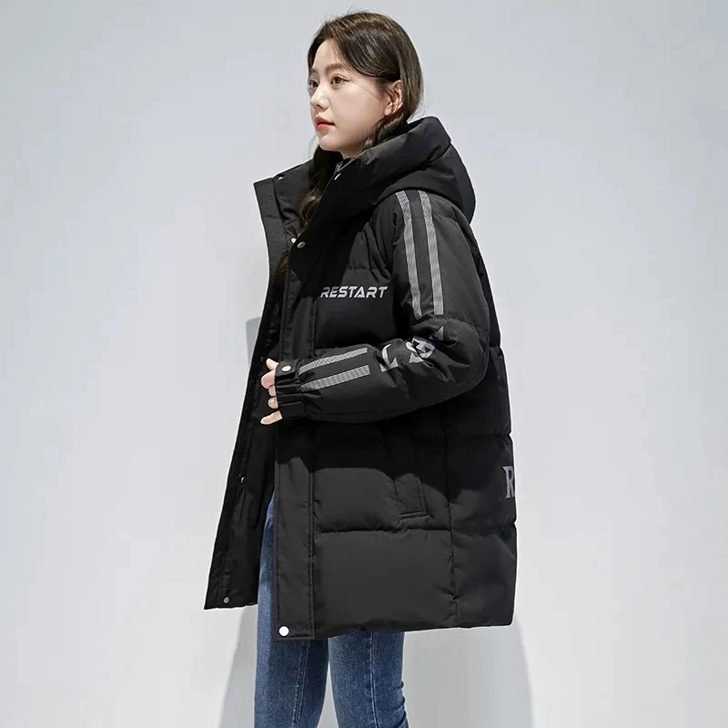 Warm Cotton Padded Coat Ladies Parkas Long 2025Winter New Men Down Cotton Jacket Women Korean Loose Outerwear Hooded Outcoat Top
