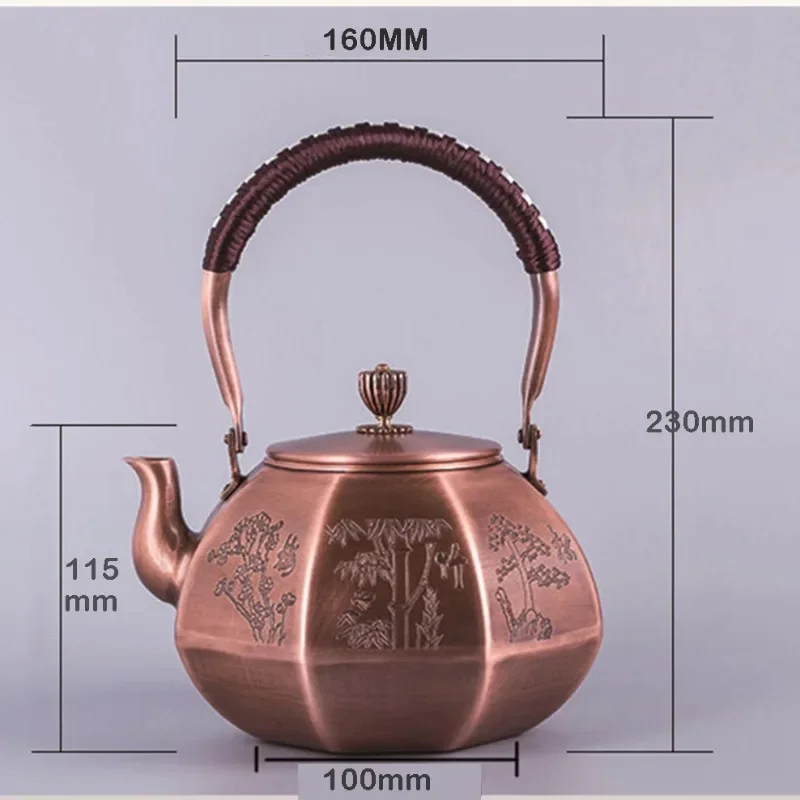 

1.65L Copper Kettle For Boiling Water Handmade Red Copper Teapot Octagonal Copper Kettle Home Boiling Teapot Health Tea Pot