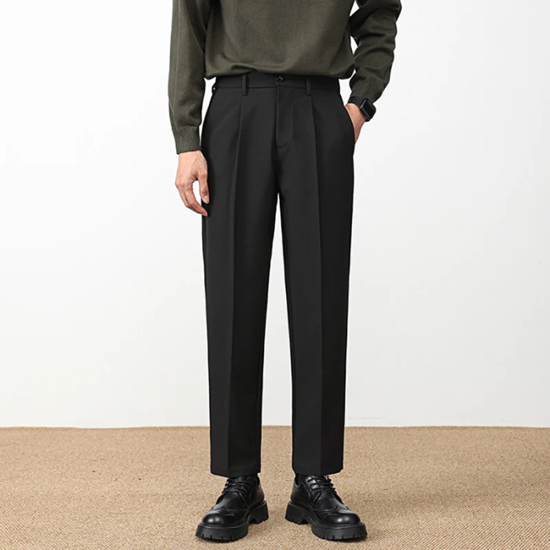 

Spring Autumn Fashion Men Business Daily Casual Suit Pants Slim Fit Straight Narrow Leg Pants Male Versatile Khaki Trousers