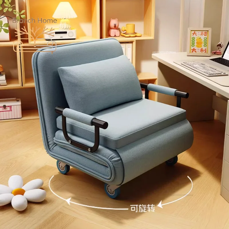 Simple Home Use, No-tiring Study Chair Sofa Chair, Comfortable Office Computer Chair, Foldable Bed Chair with Wheels for Nap