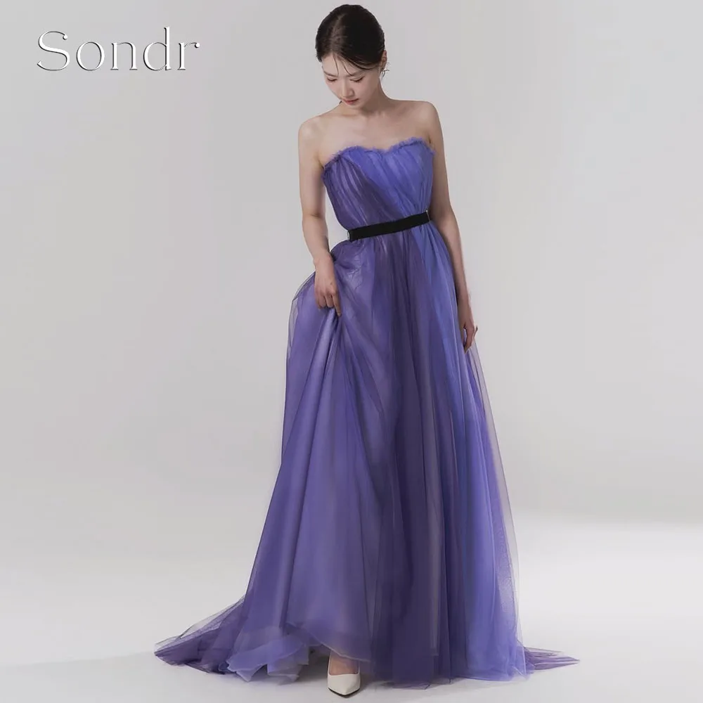 Sondr Customized Grape Purple Korean Evening Dresses Photo Shoot Bridal Wedding Snap Dresses Floor-Length Performance Dresses