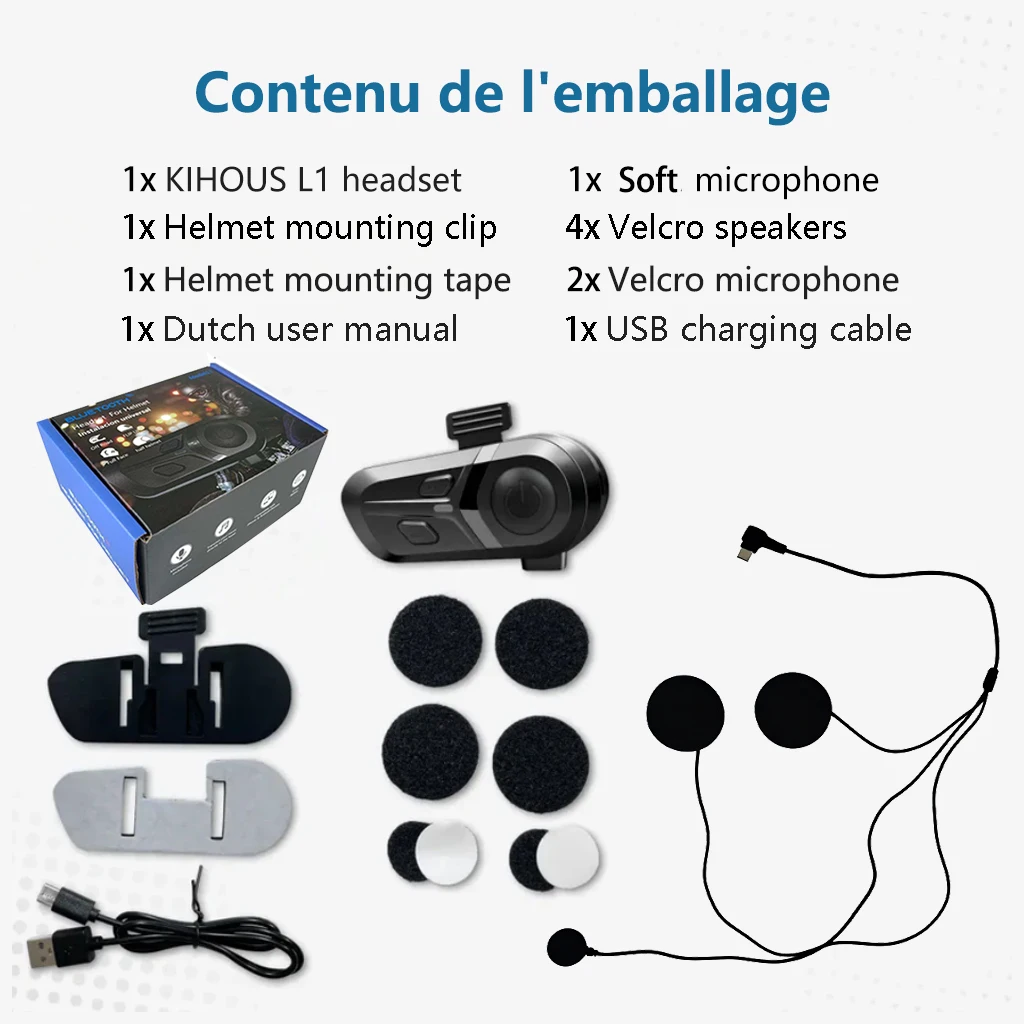 Bluetooth 5.3 Helm-headset Draadloos handsfree bellen Telefoonkit Motorfiets Waterdichte oortelefoon Muziekspeler Luidspreker Moto