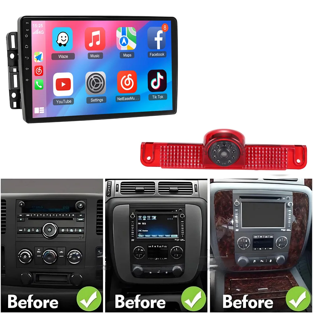 Android Car radio Carpaly GPS Navigation+AHD Reverse camera For Chevrolet Chevy Express GMC Savana 1500 2500 3500 4500 Silverado