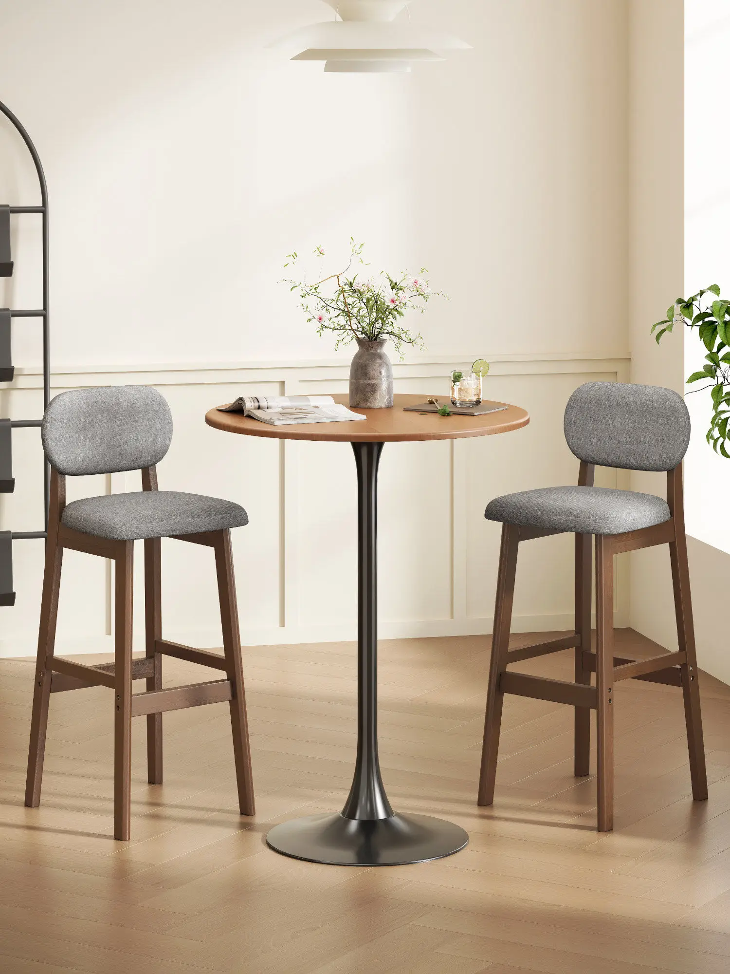 

Современный круглый барный стол с высокими стульями, обеденный стол для кухни, компактный стол для бара на балконе или в кафе