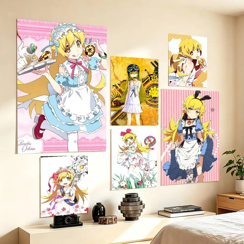 Anime Girl O-Oshino Shinobu  Poster HD Self Adhesive Waterproof Wall Art Ideal for Home Office Dorm Gift