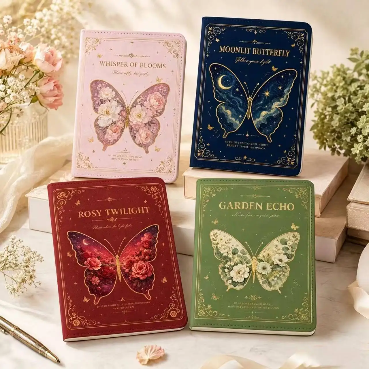 Vintage Butterfly Leather Notebook, 4 Colors Soft Cover Journal, Full‑color Inner Pages, Aesthetic Student Diary Gift