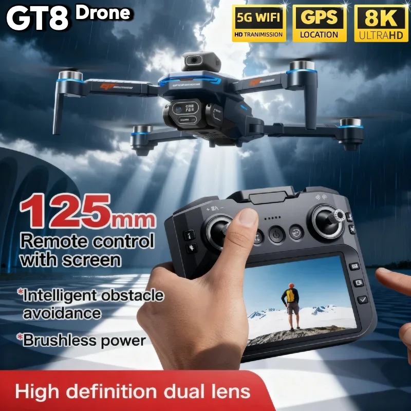 حار ل LSRC GT8 الطائرة بدون طيار 4K المهنية كاميرا مزدوجة FPV نظام تحديد المواقع فرش السيارات التدفق البصري تحوم للطي كوادكوبتر 8K RC درون